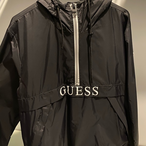 Guess Jackets & Coats | Guess Mens Popover Windbreaker Black Small | Poshmark
